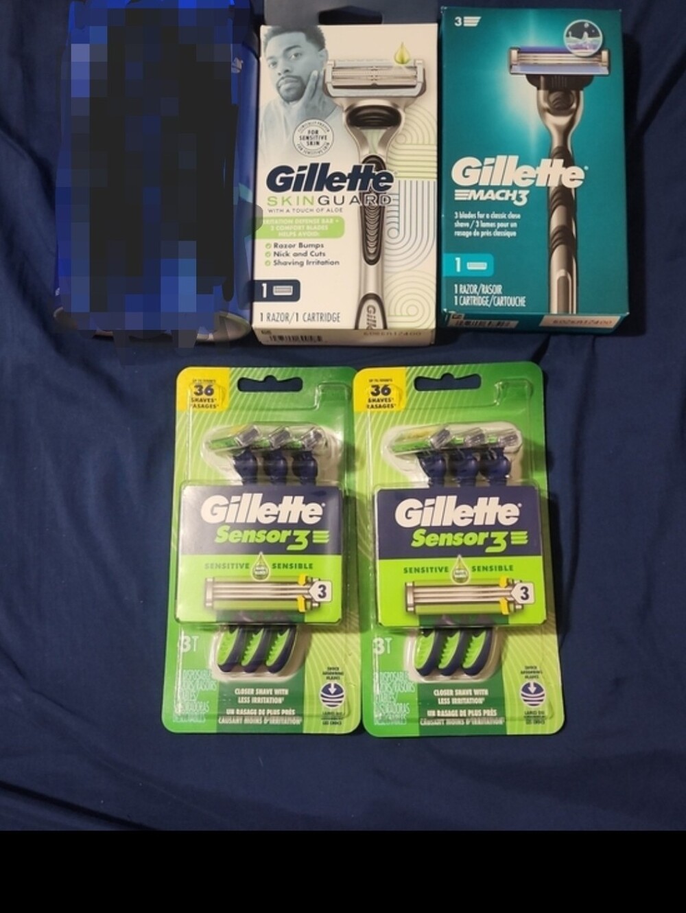 4 bulk gillette Men’s Shaving Kit - Blue & Green Pack